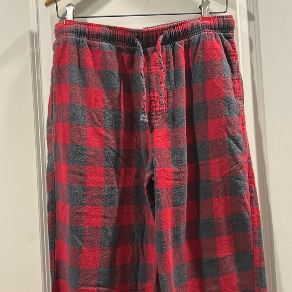Old Navy Flannel Buffalo Plaid Pajama Bottoms Pants elastic drawstring pockets M